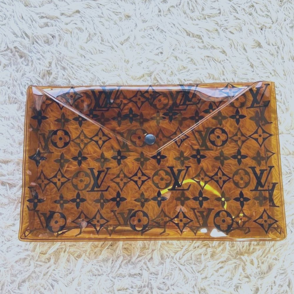 AUTHENTIC LOUIS VUITTON CLEAR MONOGRAM POUCH EMBOSSED